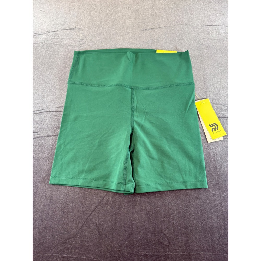All in Motion Everyday Soft Bike Shorts Green High Rise 6 Inch Inseam Womens L